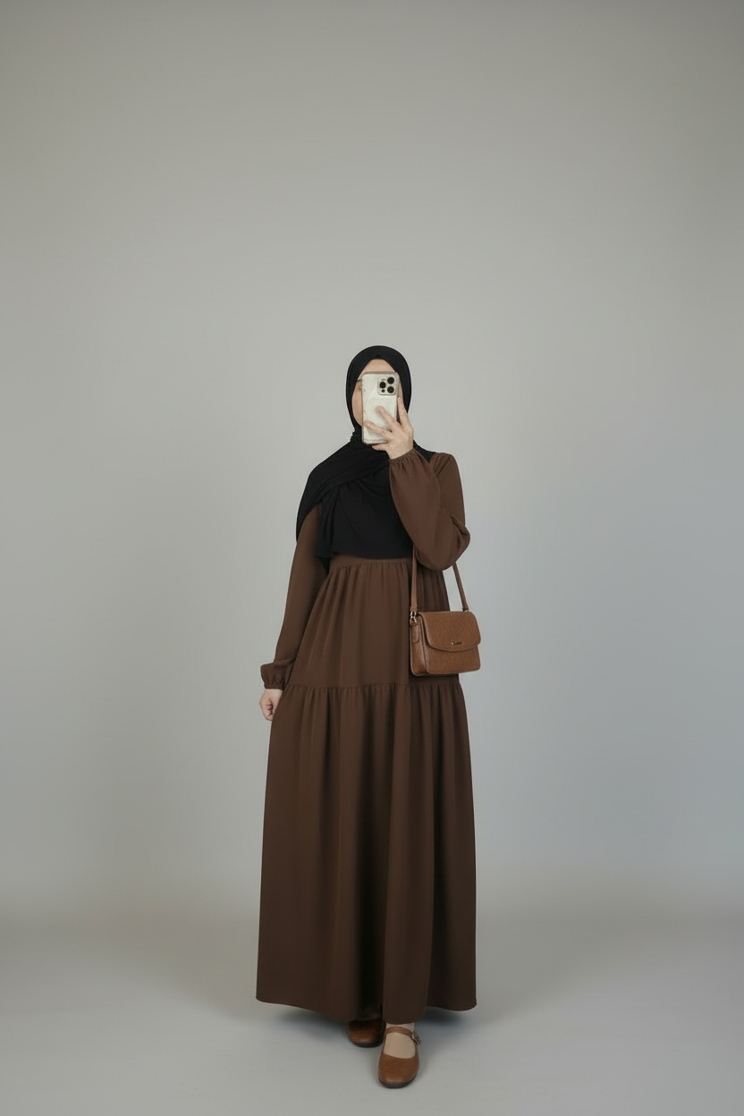 Cocoa Brown Tiered Maxi Dress