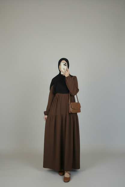 Cocoa Brown Tiered Maxi Dress