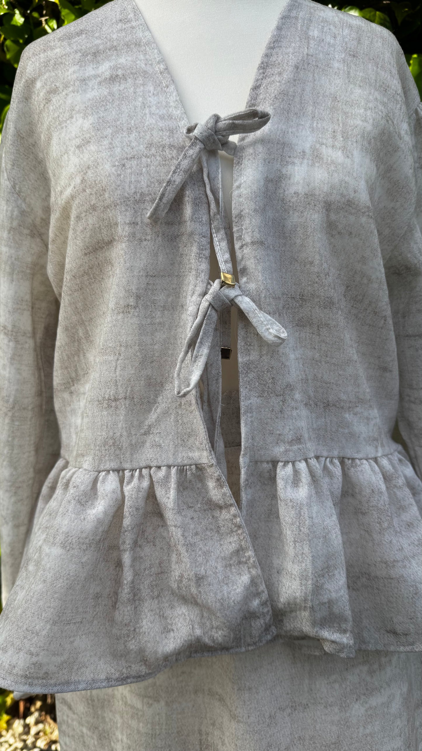 Two Piece Stone set with Tie-Front Ruffled Top and skirt (Pre-order)
