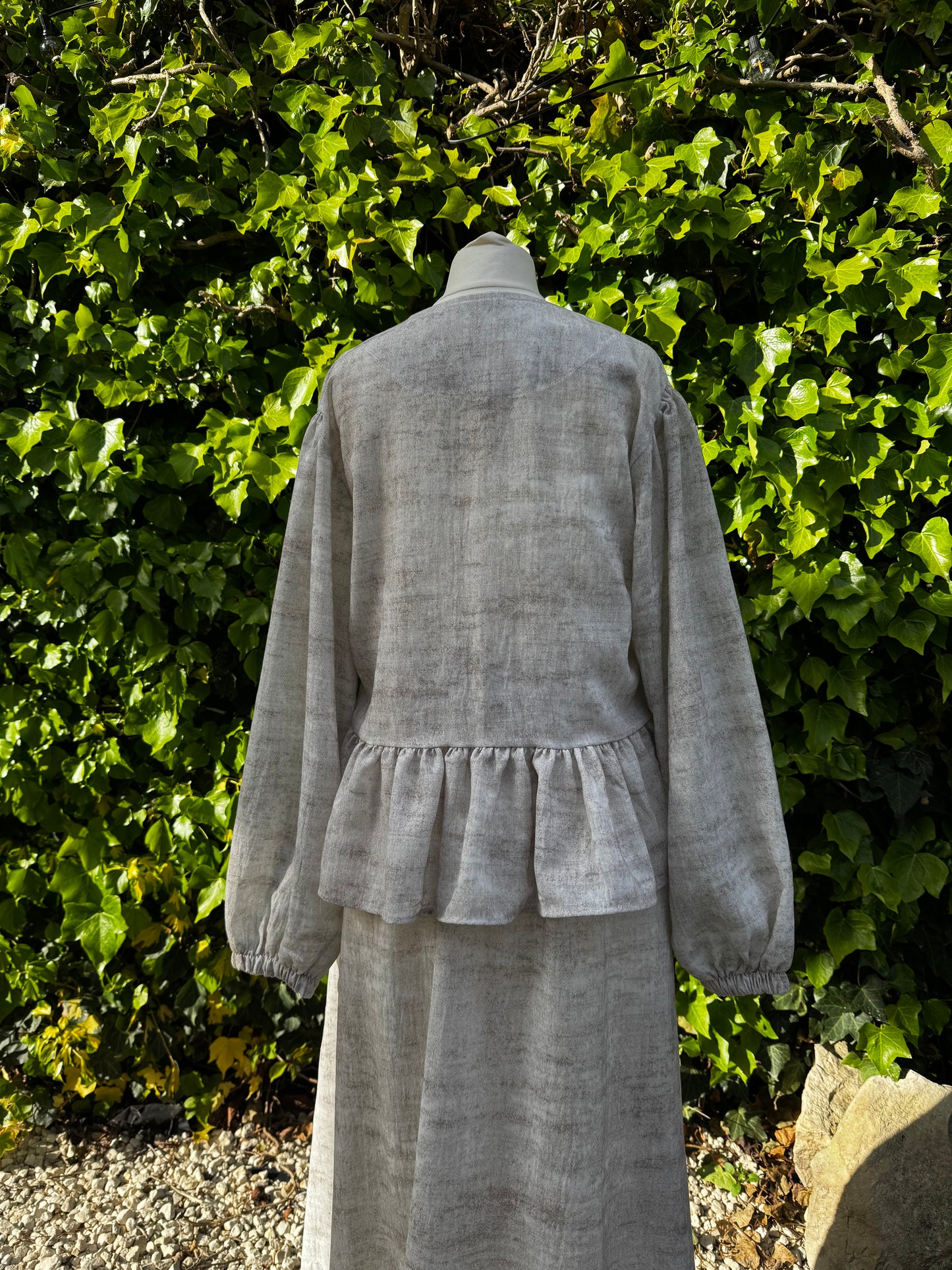 Two Piece Stone set with Tie-Front Ruffled Top and skirt (Pre-order)