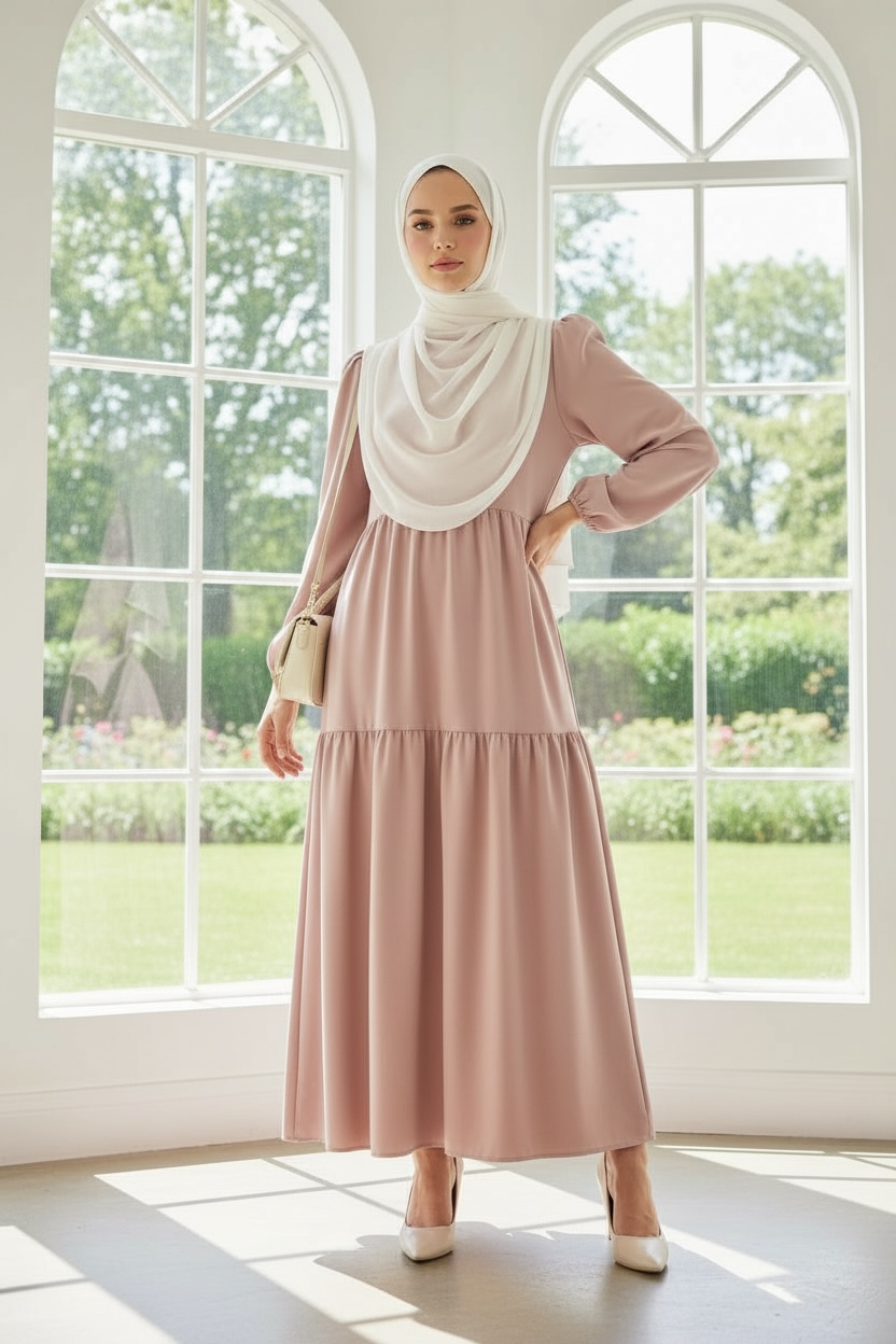 Soft Blush Tiered Maxi Dress