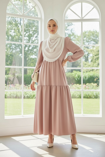 Soft Blush Tiered Maxi Dress