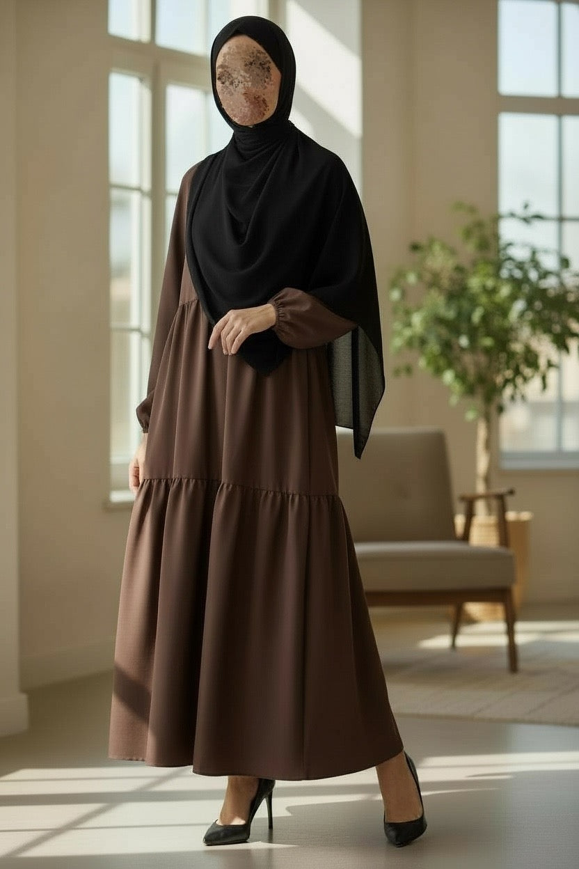 Cocoa Brown Tiered Maxi Dress – Azka The Label
